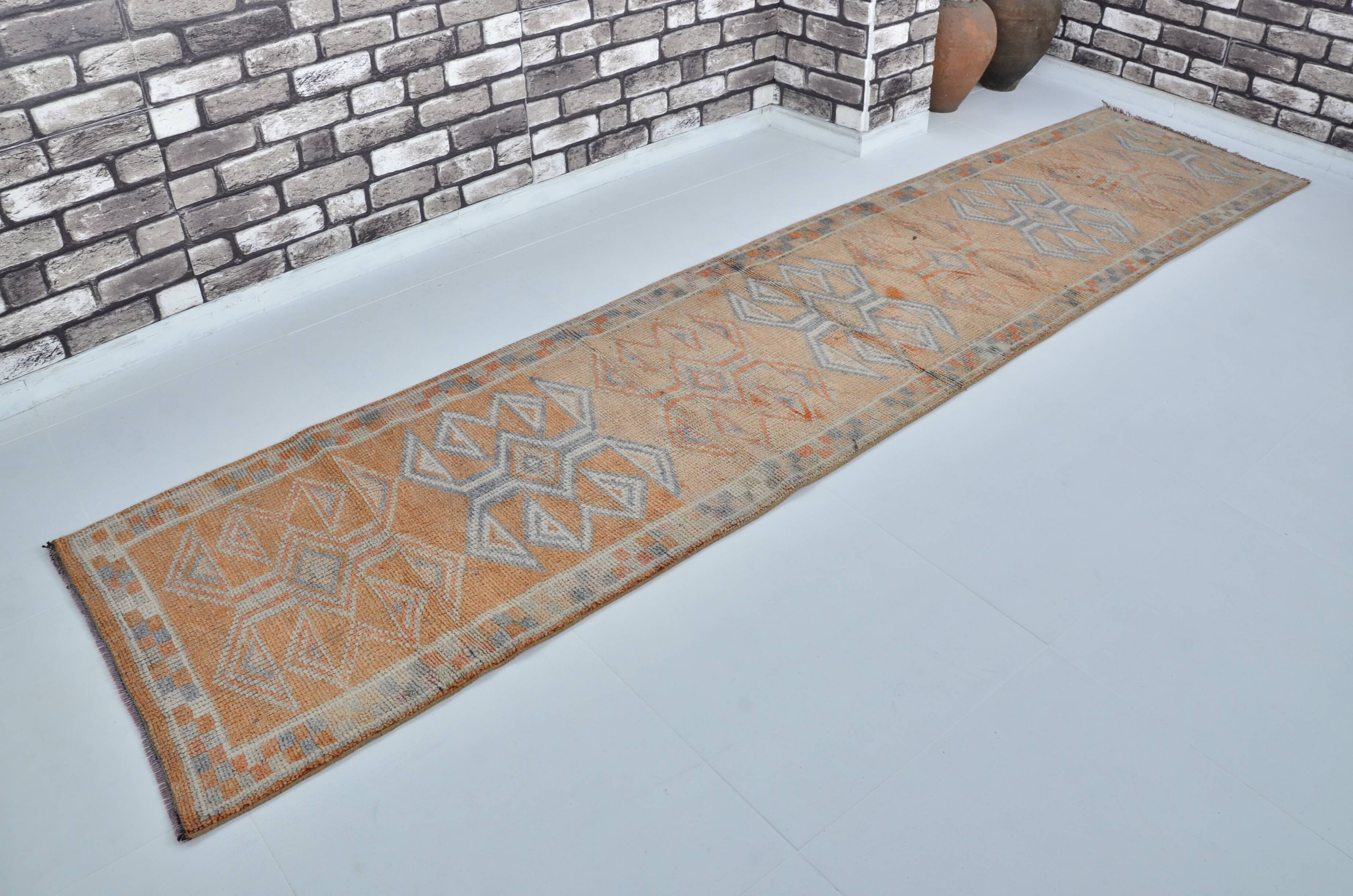 Neutral Oushak Handknotted Runner sku 2114