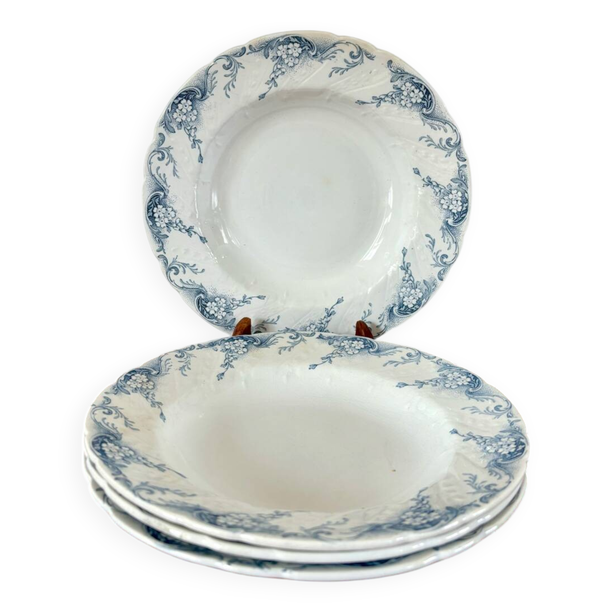 set of 4 soup plates in Lunéville Iron Earth, "Angèle" model, 19th century