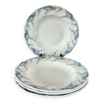 set of 4 soup plates in Lunéville Iron Earth, "Angèle" model, 19th century