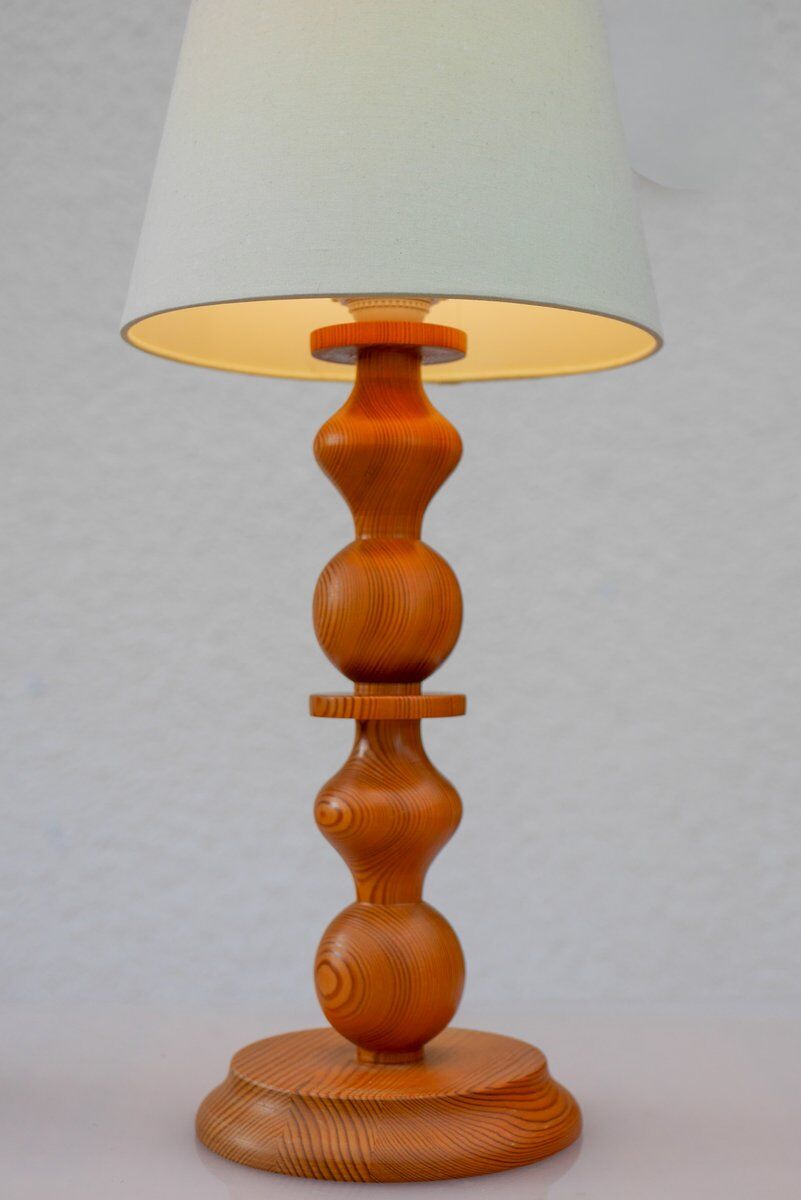 Grande lampe de table vintage en pin de Markslöjd, années 1970.