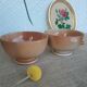 Two piedouche bowls in montgolfier glazed sandstone France