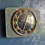 Rectangular silent vintage wall pendulum pendulum clock "golden green black"