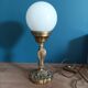Bedside lamp globe glass opaline base bronze gilded patinated