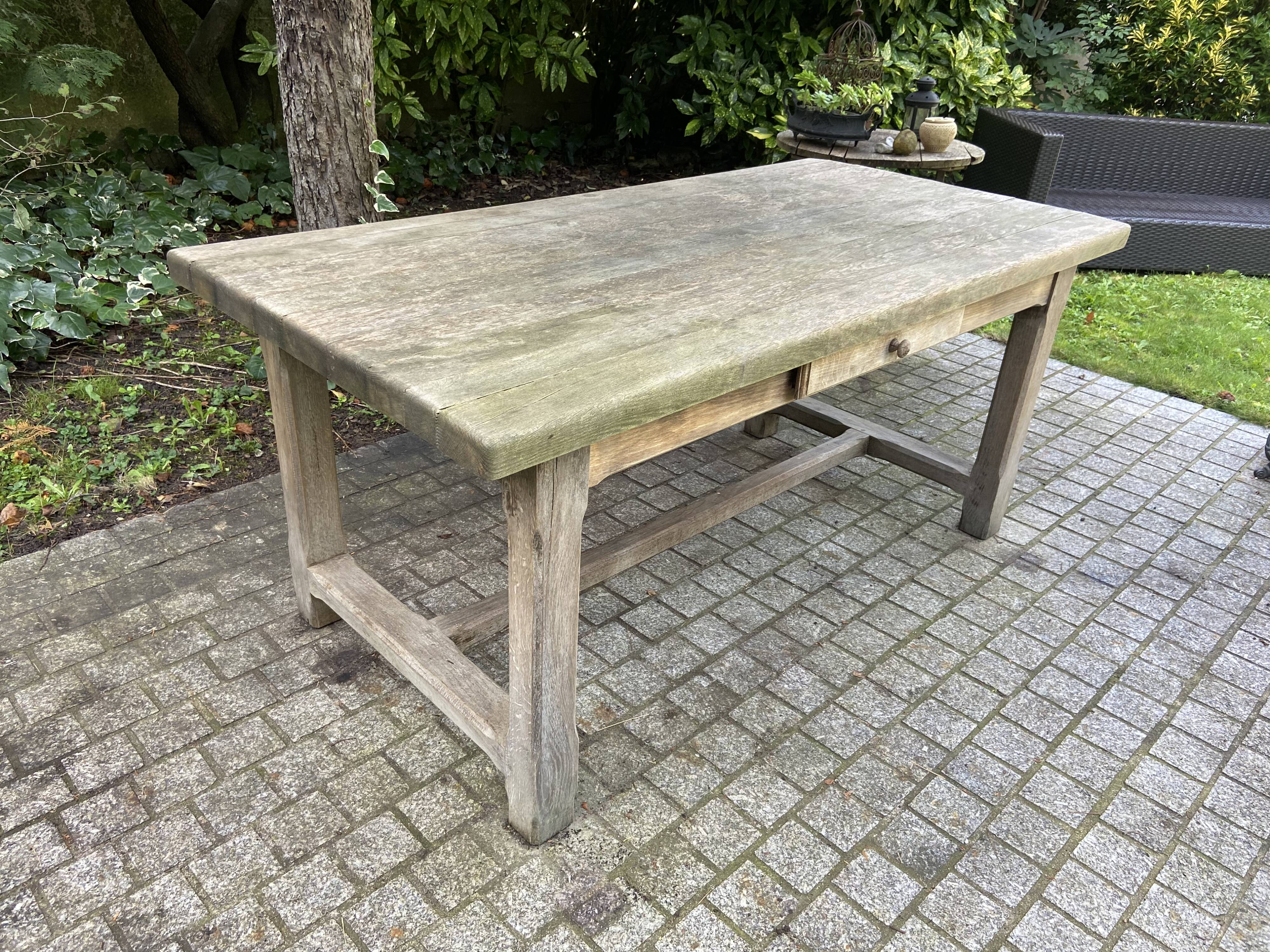 Solid oak farmhouse table 1950 - 170 cm x 86 cm