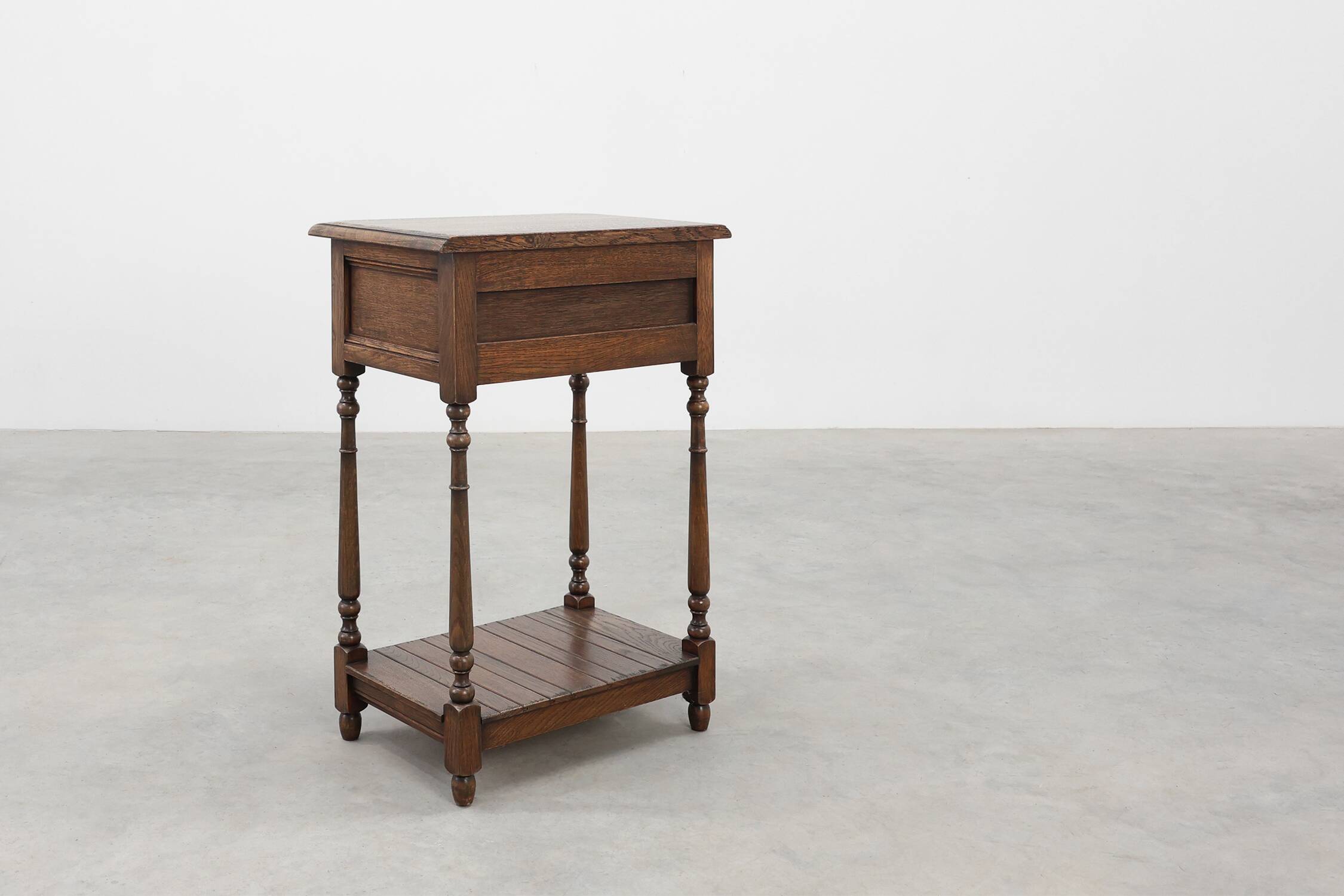 Small rustic cabinet with drawer or nightstand in oak, France 19th century