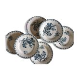 Assiettes plates anciennes en terre de fer X6 modèle "Chardon" de la manufacture française de Gien