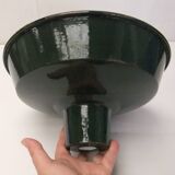 Ancien Abat jour en tôle émaillée industriel vert bouteille suspension lustre