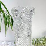 Vintage glass vase with geometric pattern