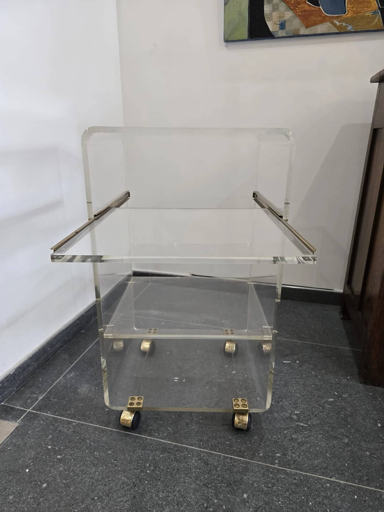 Rolling dessert trolley in plexiglass – Marais International – 1970s-1980s