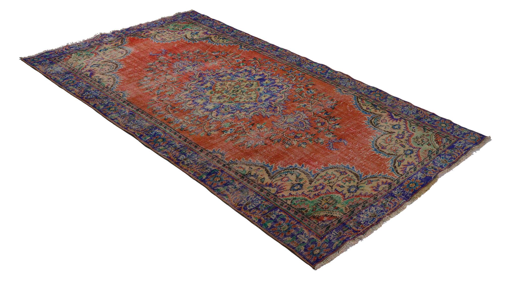 One-of-a-kind turkish handwoven vintage rug - rustic vintage charm 308x 174 cm