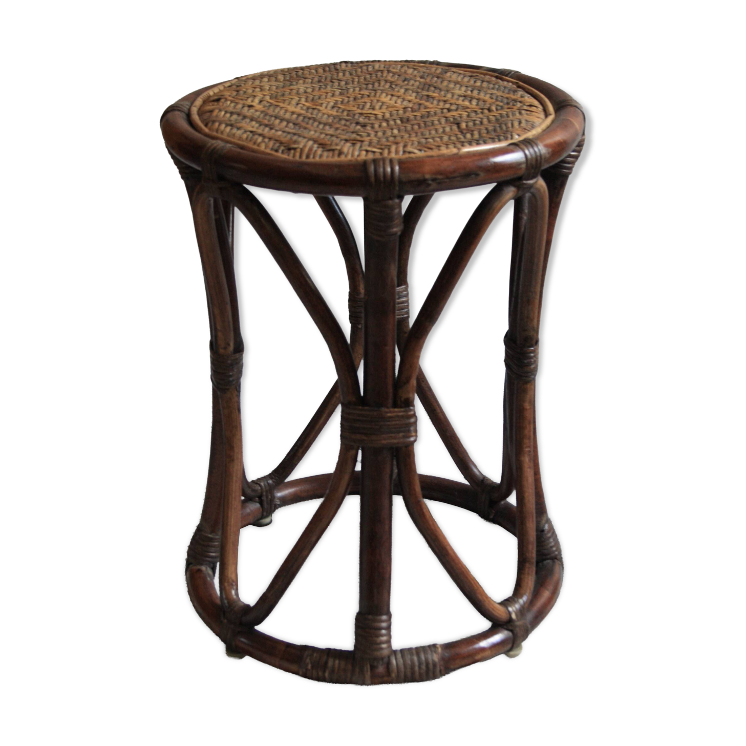 Tabouret en rotin et osier