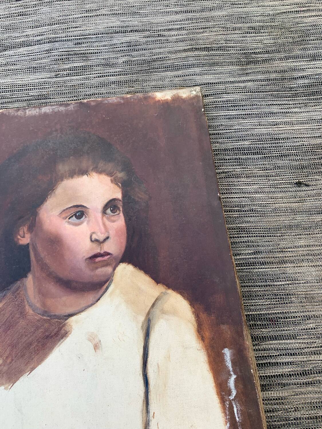 Portrait oil on old canvas