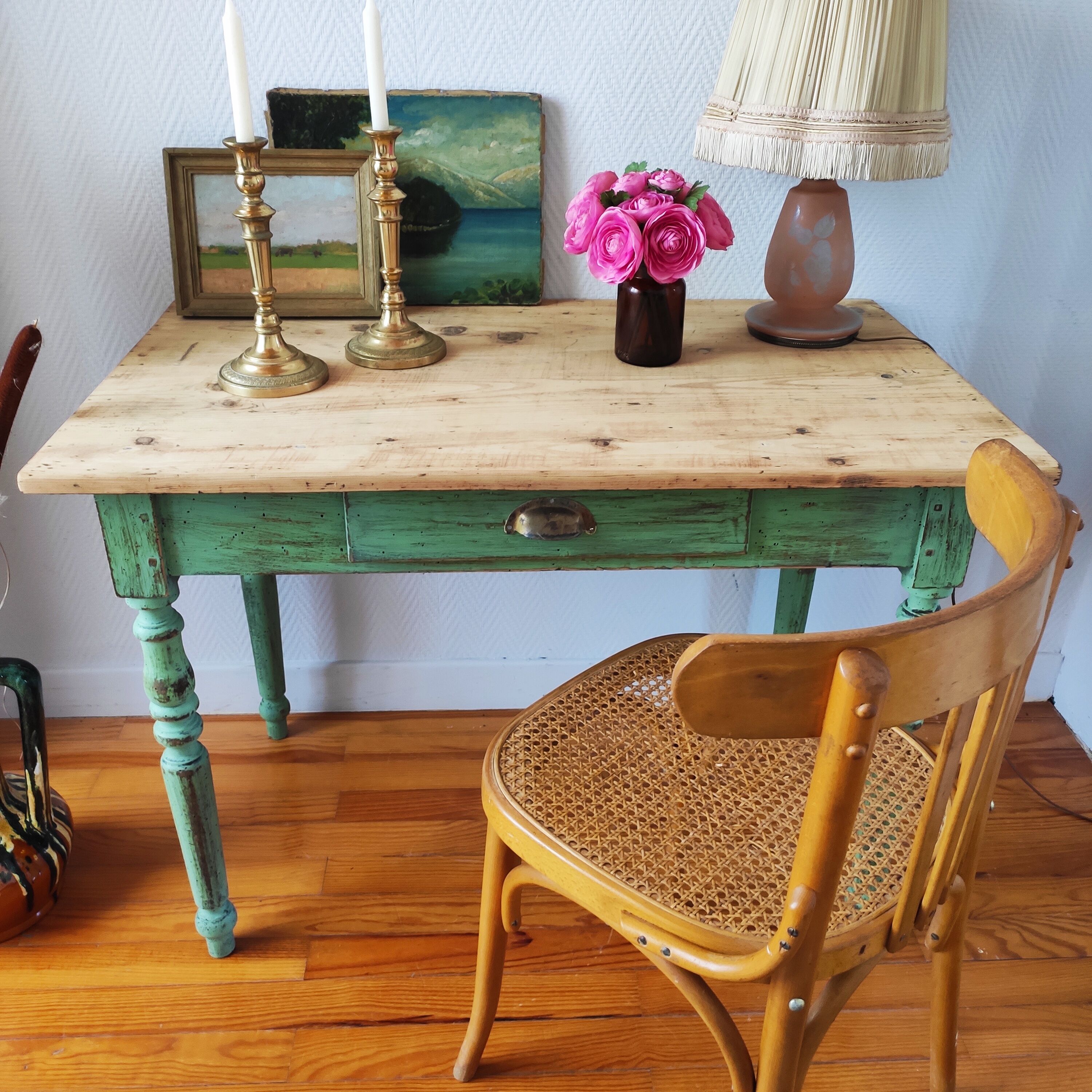 Old patinated farmhouse table