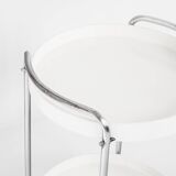 Vintage side table on casters. Chrome-plated iron and plastic. France, 1970s