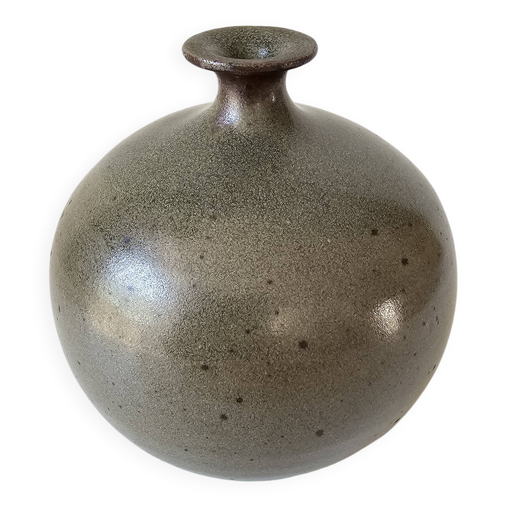 Glazed ceramic ball vase soliflore, unsigned.