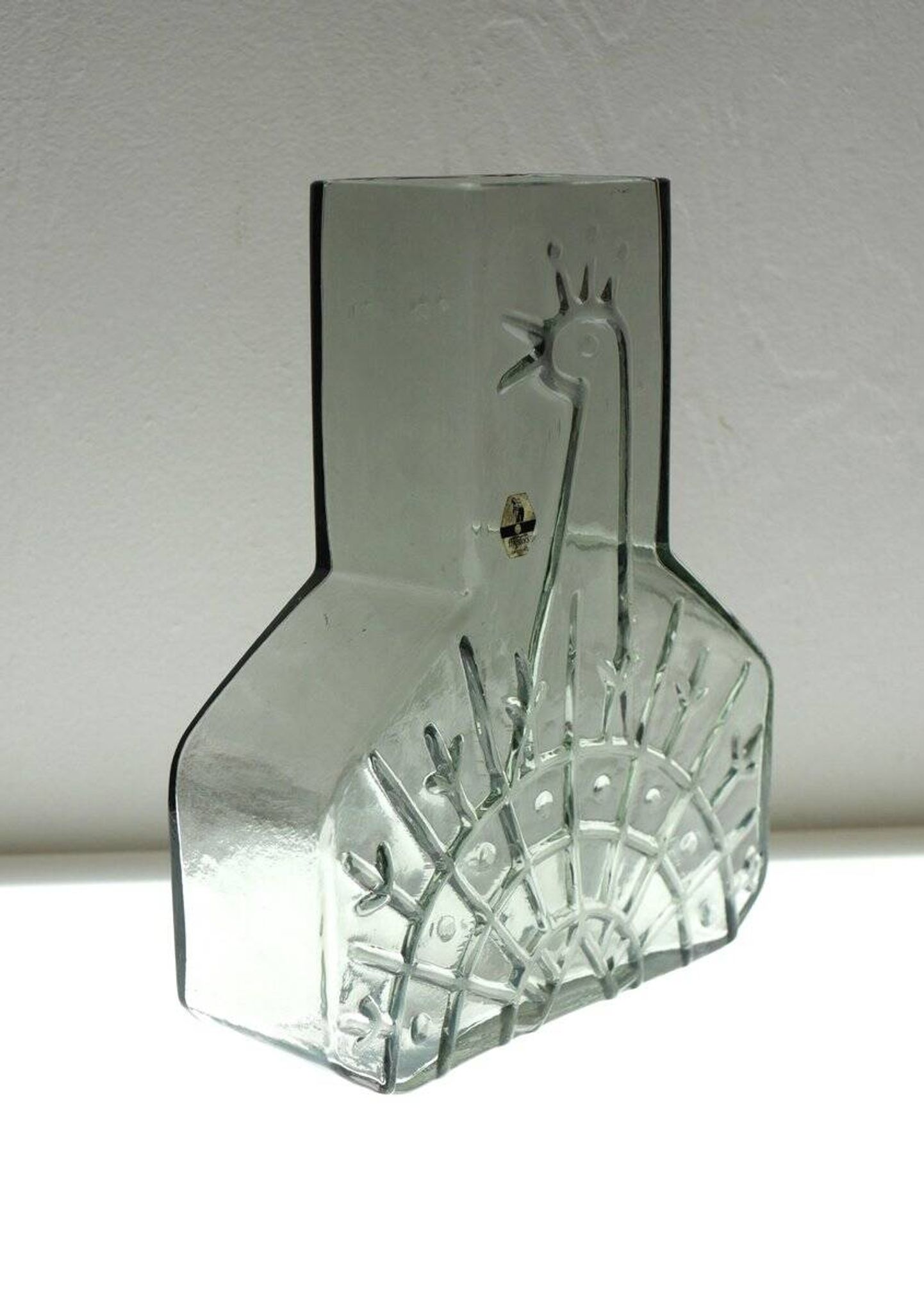 Mid-century Scandinavian modern art glass vase by Wiktor Berndt for Flygsfors, Sweden