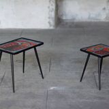 2 nesting varnished ceramic coffee tables - the brothers jean & robert cloutier 1950