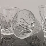 Set of 4 digestive glasses in vintage shell chiseled crystal