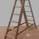 Double library ladder in solid fir 19th century