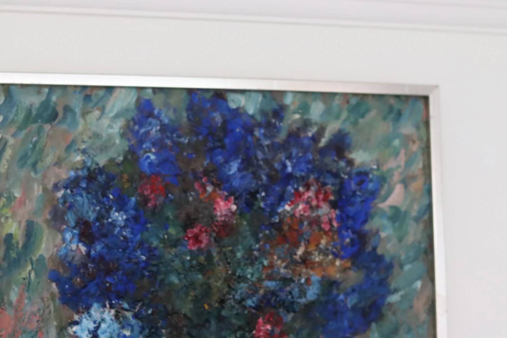 Huile sur toile suédoise – « Vase bleu » par Lennart Andersson