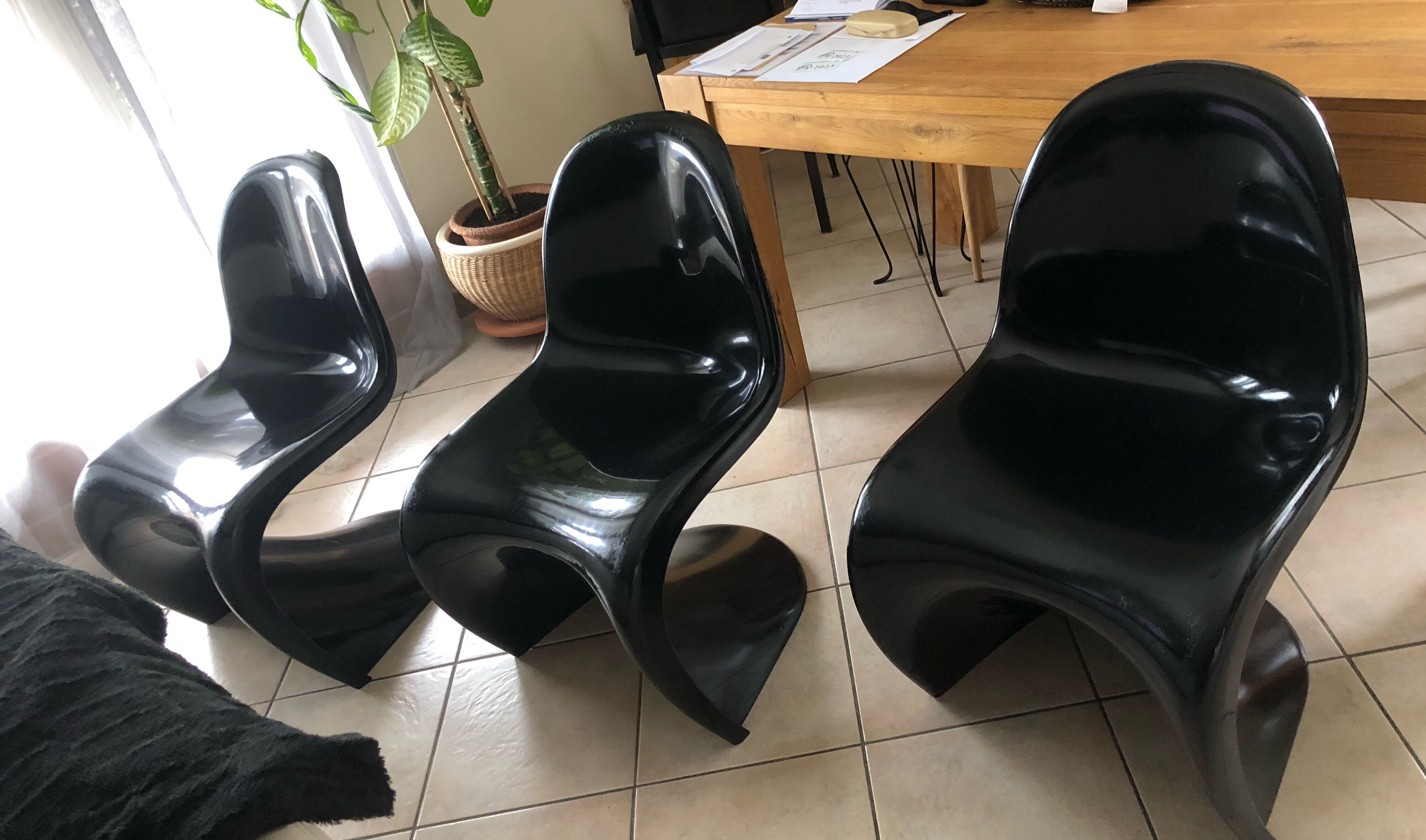 Set of 3 chairs Vintage black Verner Panton