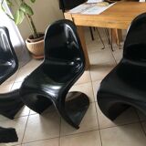 Set of 3 chairs Vintage black Verner Panton