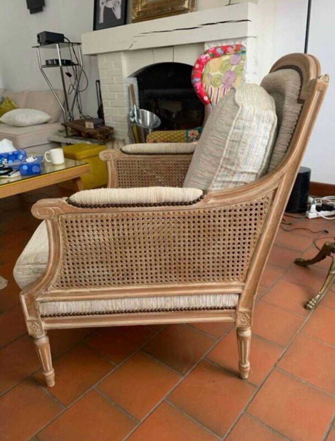Fauteuil chic bohème canné
