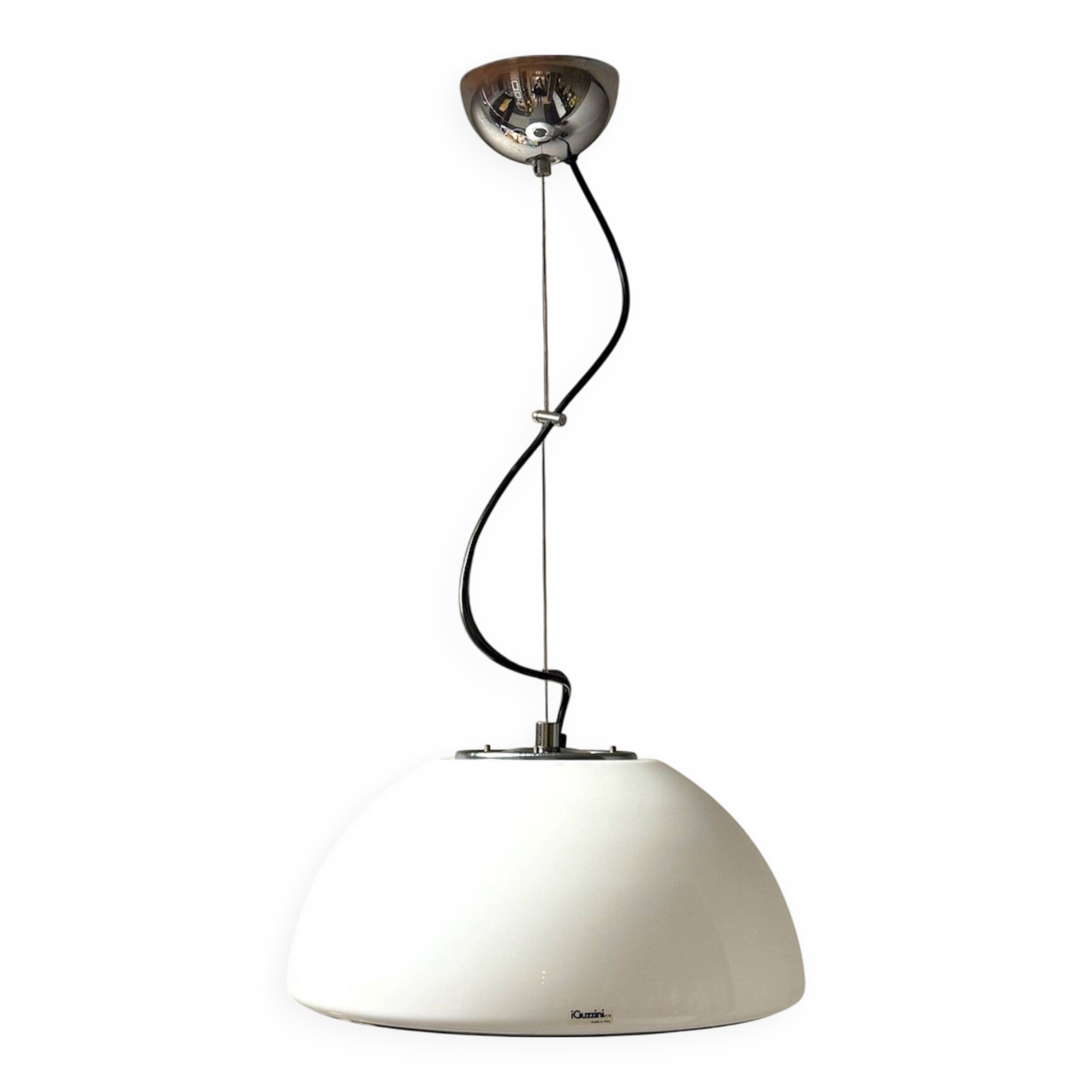 Vintage iGuzzini Hanging Lamp in White Acrylic Model 3072, 1970s