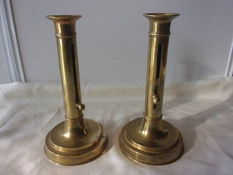 Lot of 2 adjustable brass candlesticks