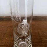 5 vintage shot, liqueur, digestive glasses, with transparent glass handle engraved with a rose