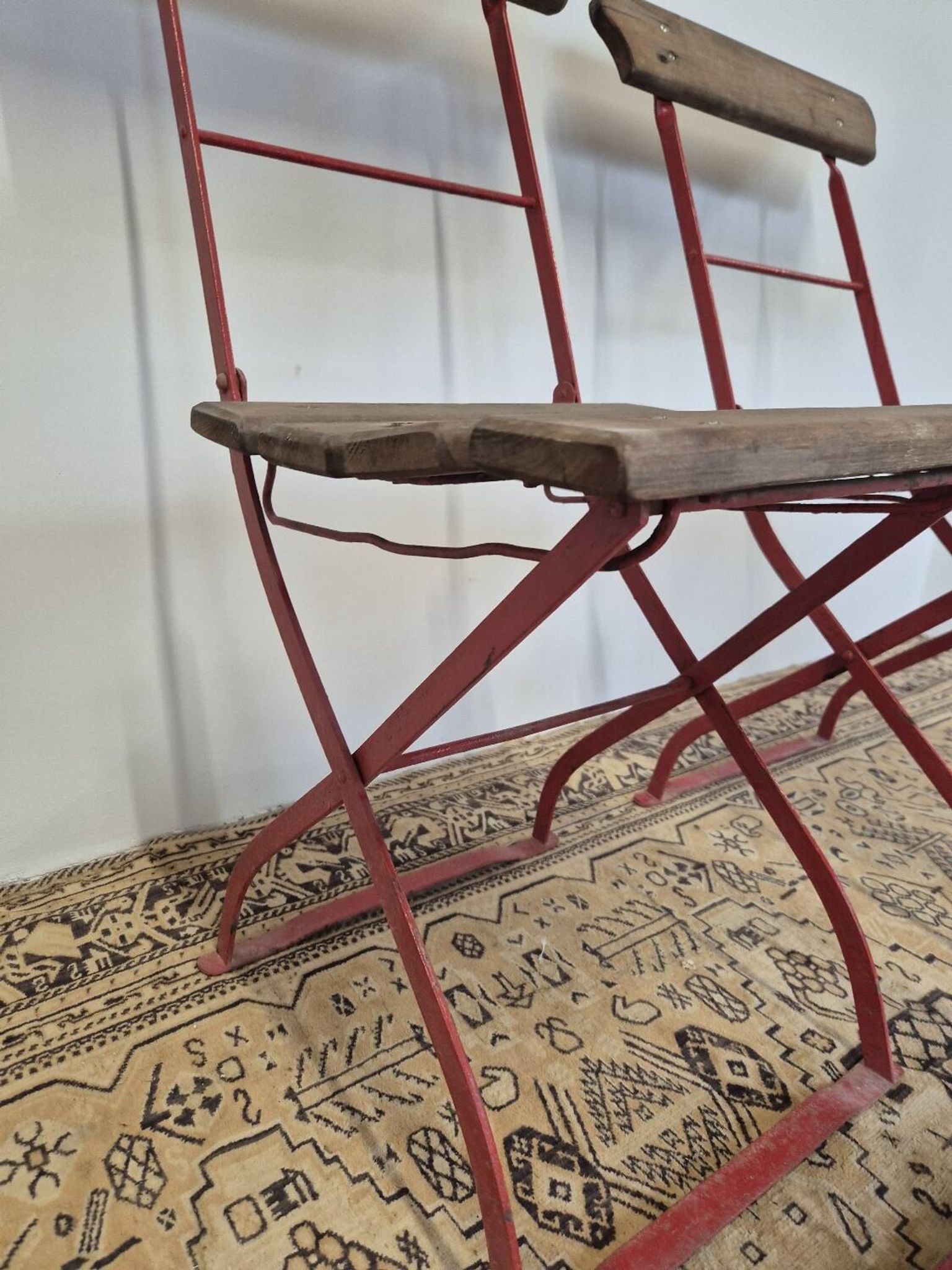 Set of 4 folding chairs for old bistro, guinguette, brasserie