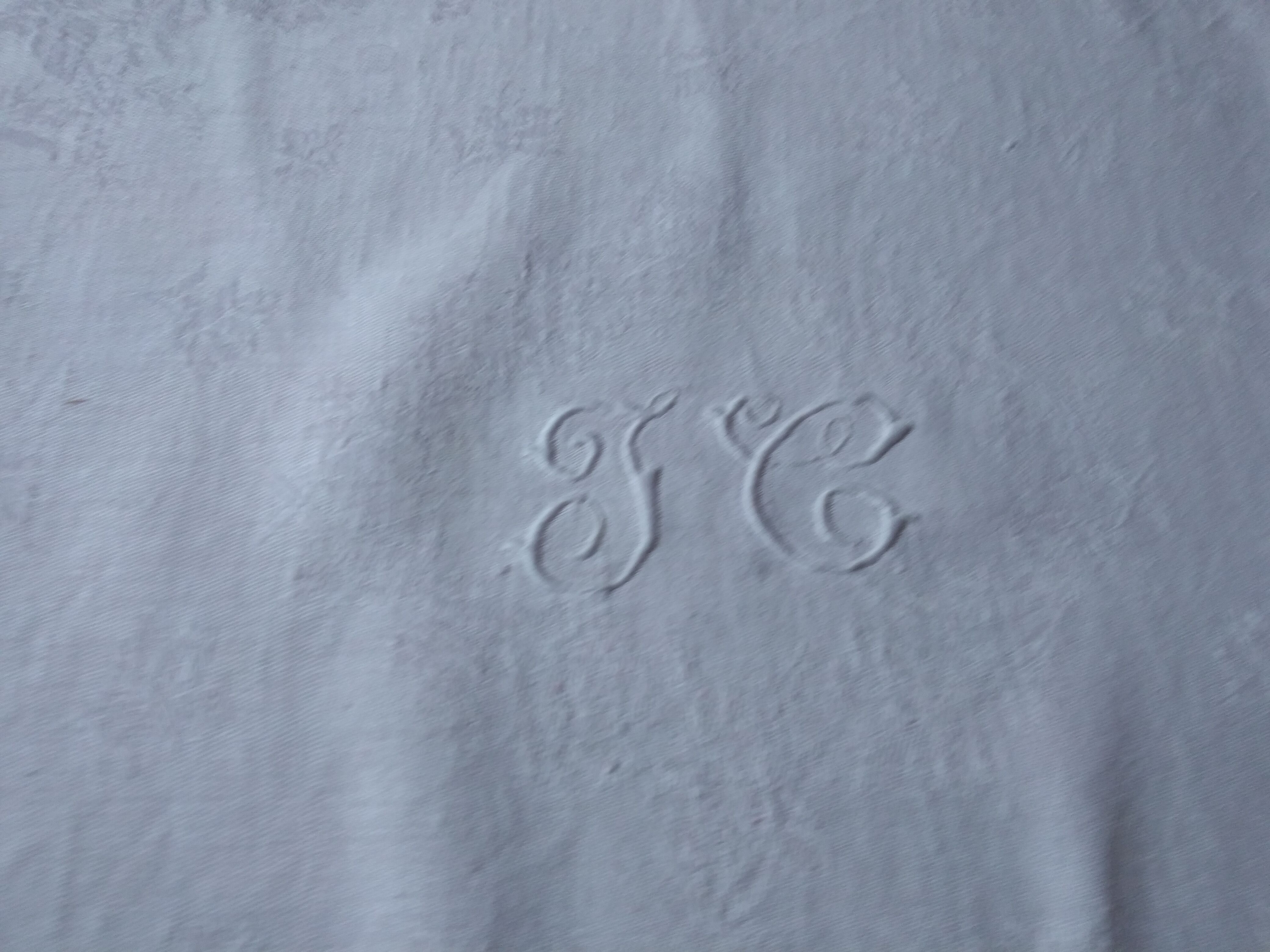 12 Ancient towel embroidered monogrammed JC floral red litter Napoleon III