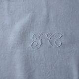 12 Ancient towel embroidered monogrammed JC floral red litter Napoleon III