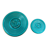 Emerald green coaster with duck pattern