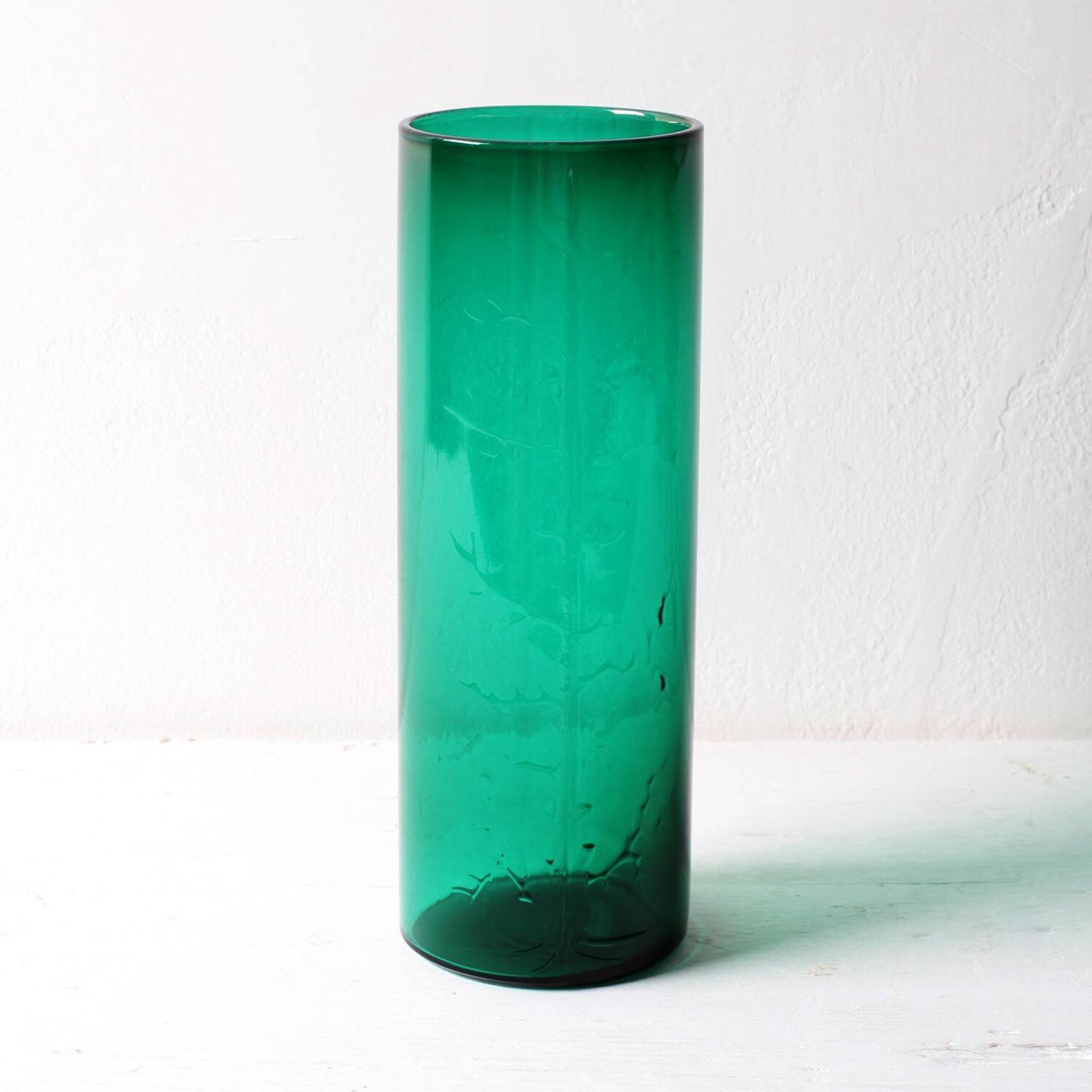 Green Mid-century Glass Vase Ek with Plant Pattern / Björkshults Glasbruk