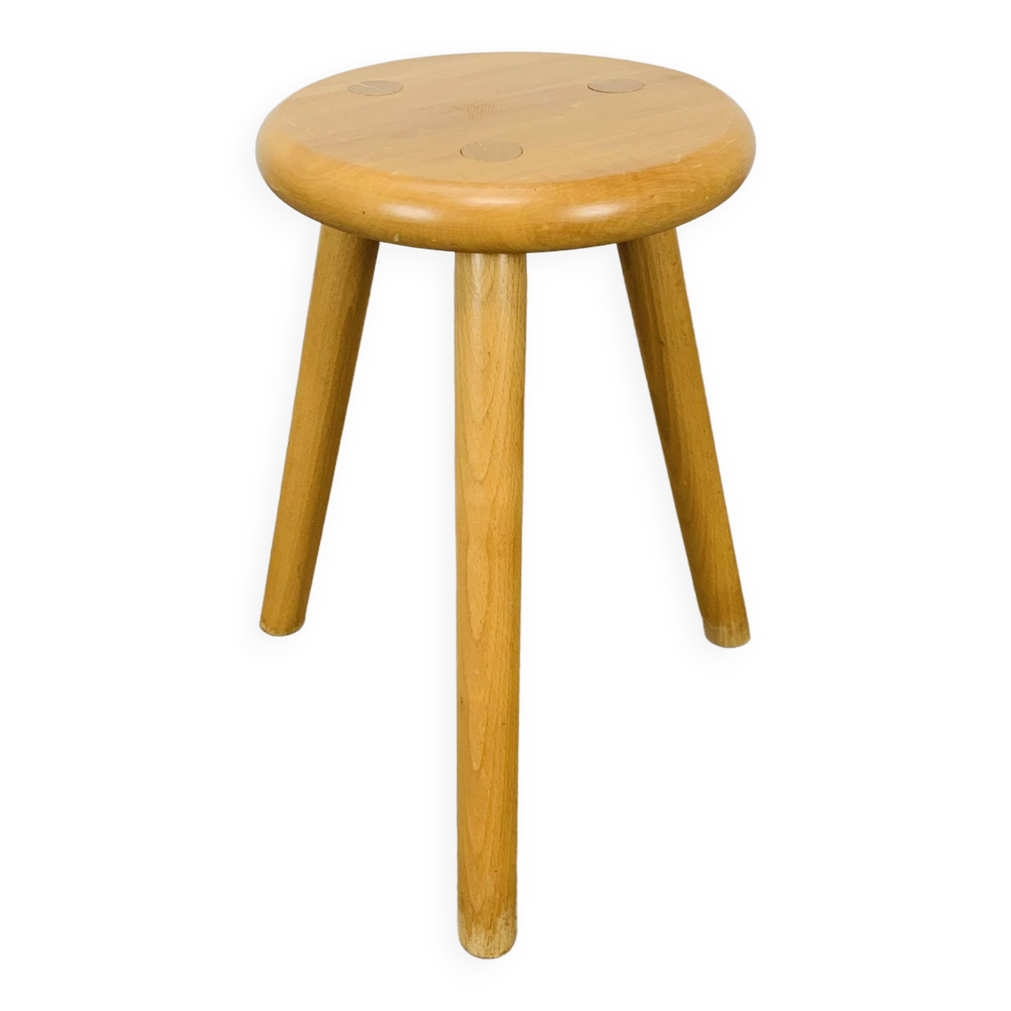 Brutalist solid wood tripod stool