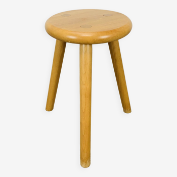 Brutalist solid wood tripod stool