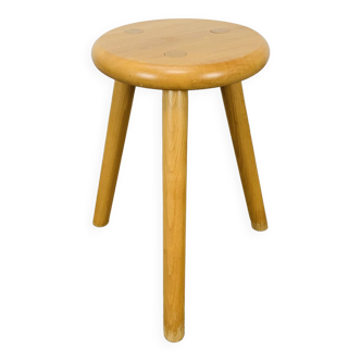 Brutalist solid wood tripod stool