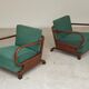 Paire de fauteuils Art déco vert par Jindrich Halabala, Prague 1930