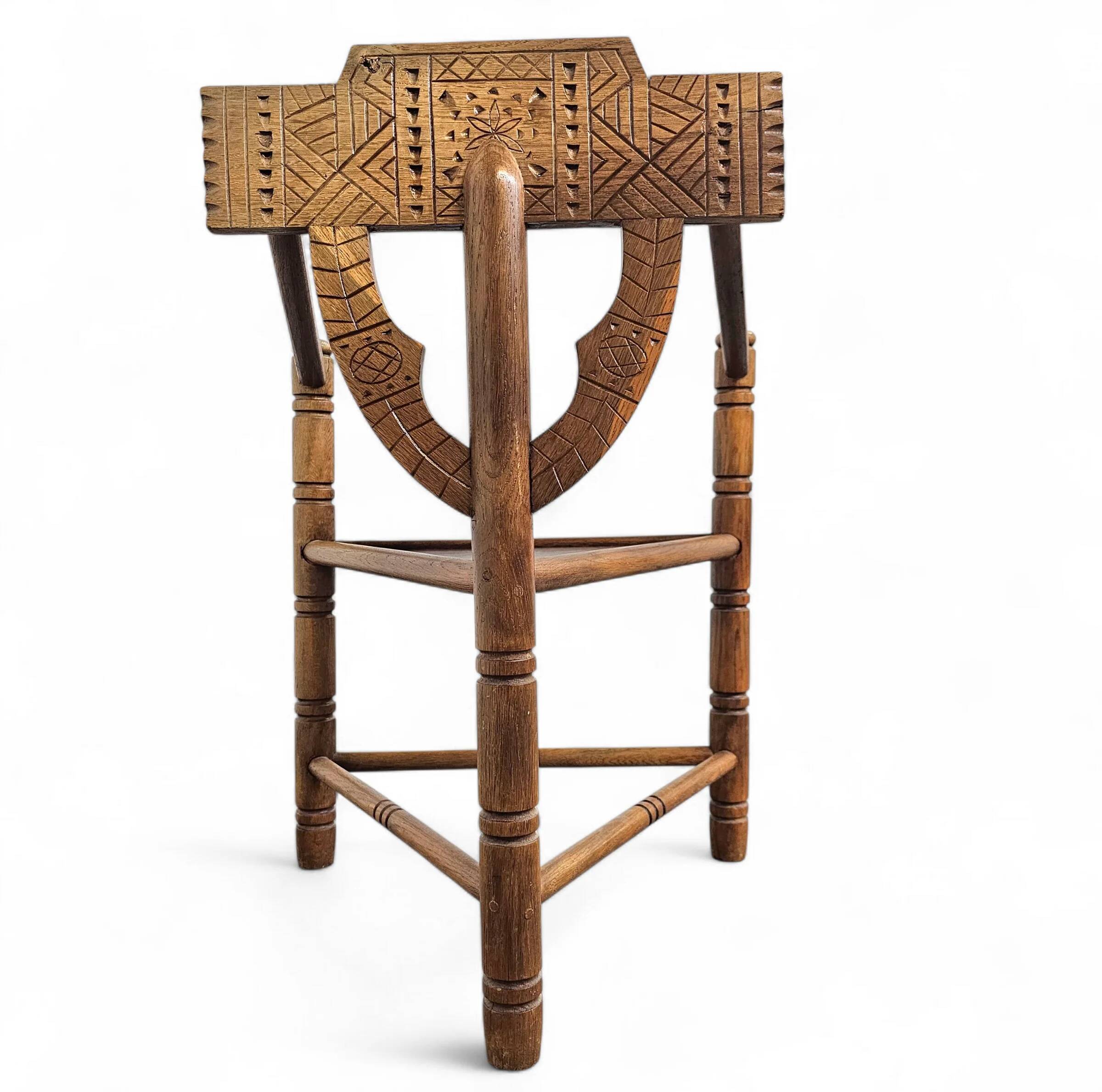 Carved Swedish monk chairs, style attributed to Bernhard Hoettger, made in Sweden, 1940s