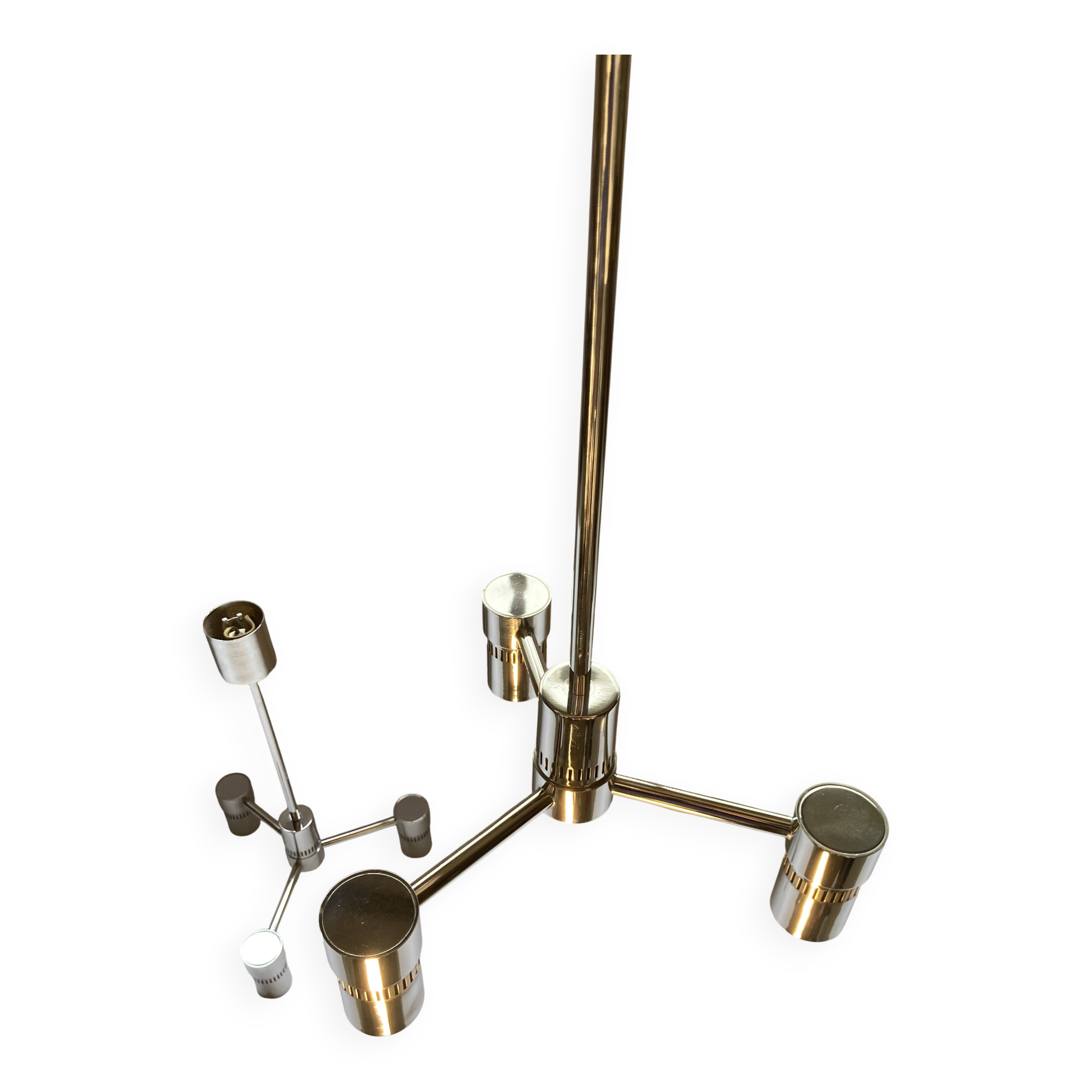 Pair of chrome pendant lights from the 70s.