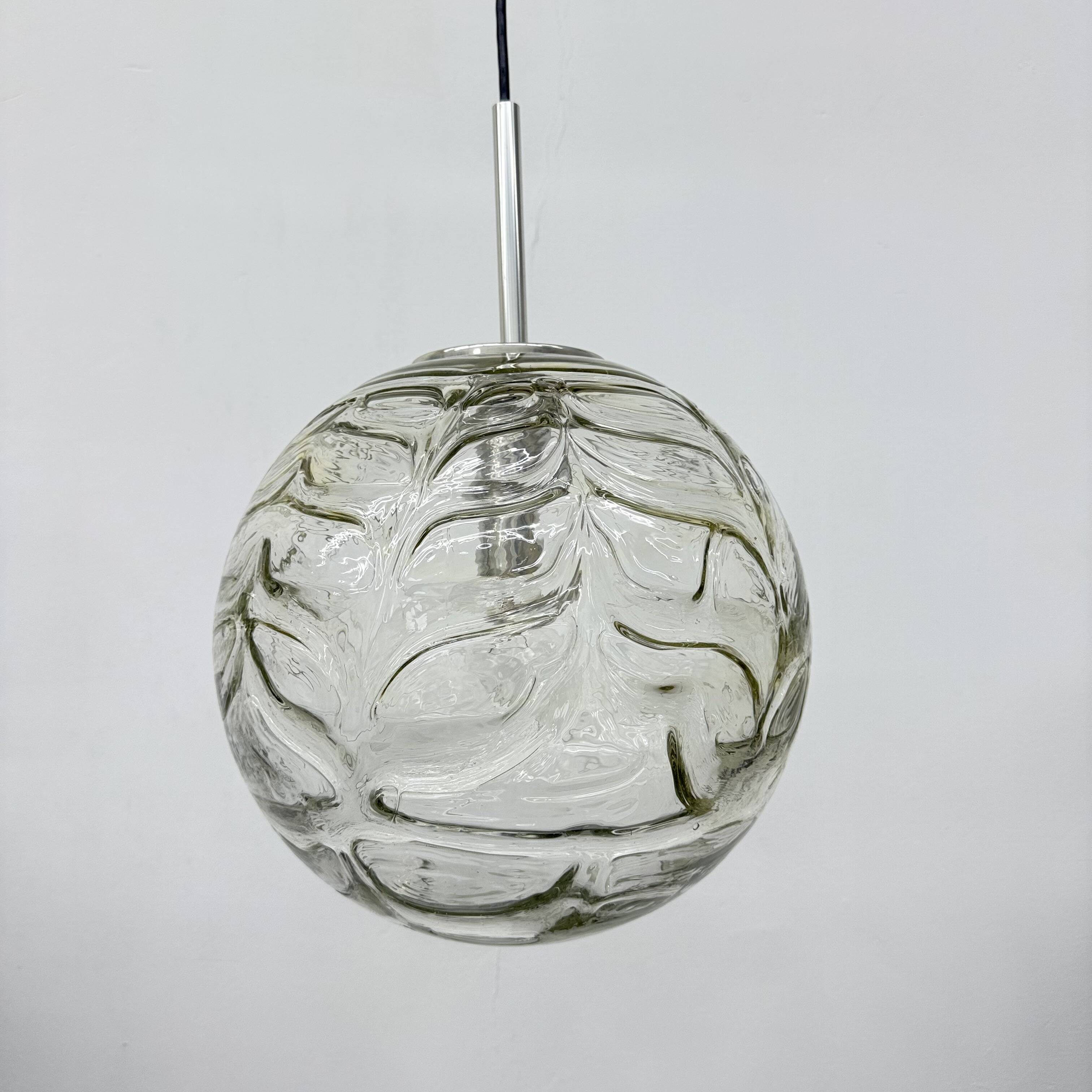 Doria leuchten glass hanging lamp , 1970s