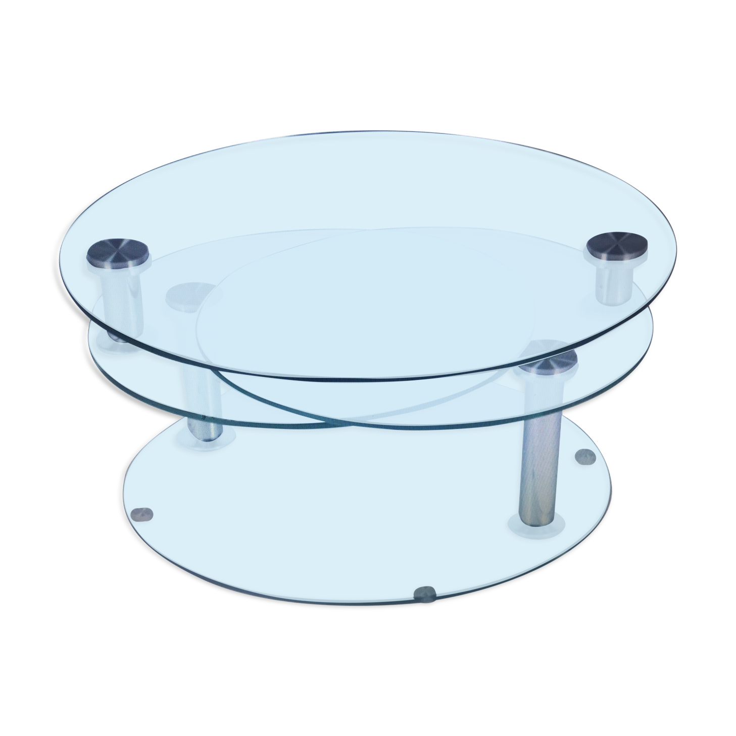 Three-plate glass swivel tray coffee table