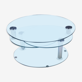 Three-plate glass swivel tray coffee table