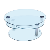 Table basse trois plateaux pivotants en verre