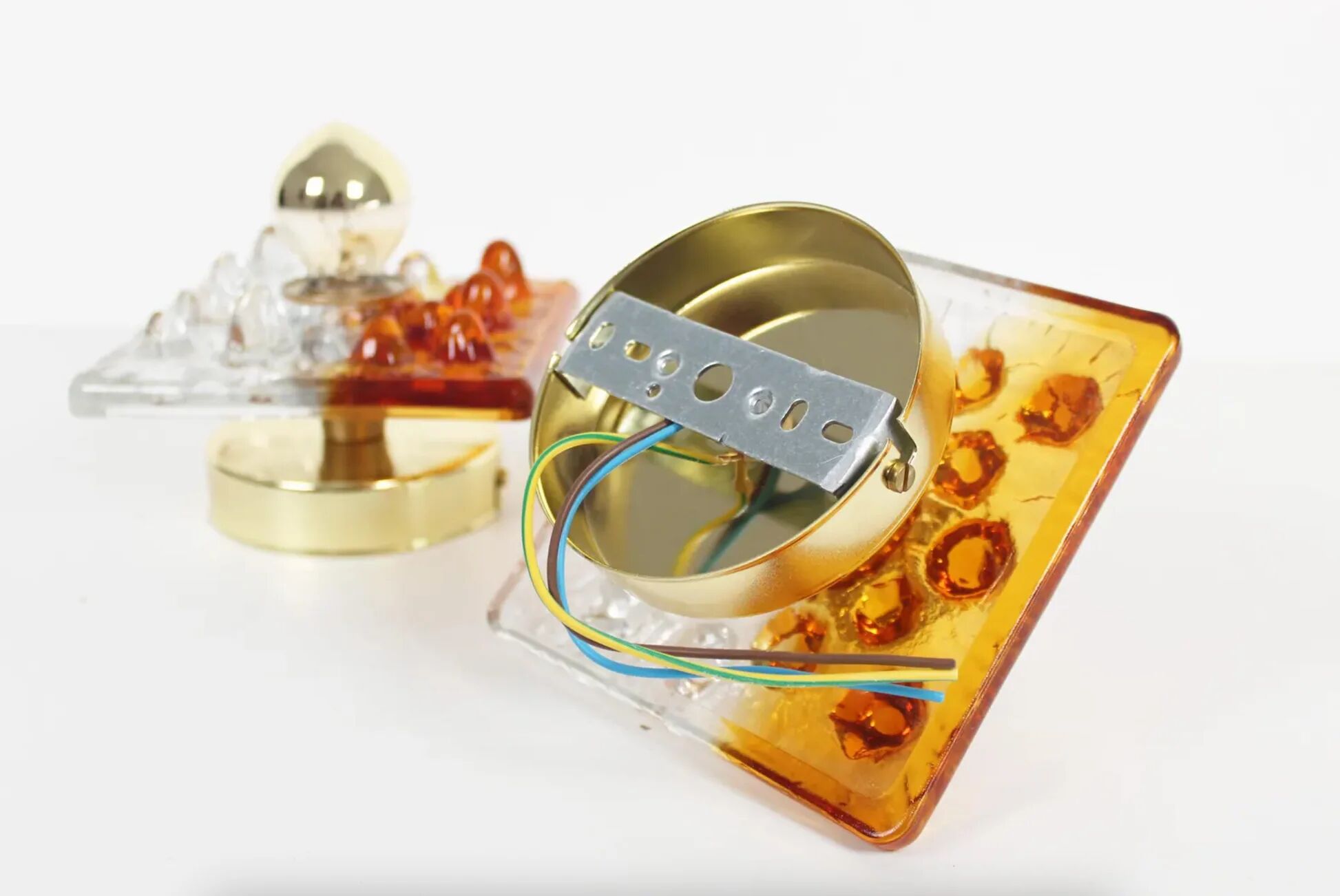 Pair of Murano glass wall lamps by AV Mazzega