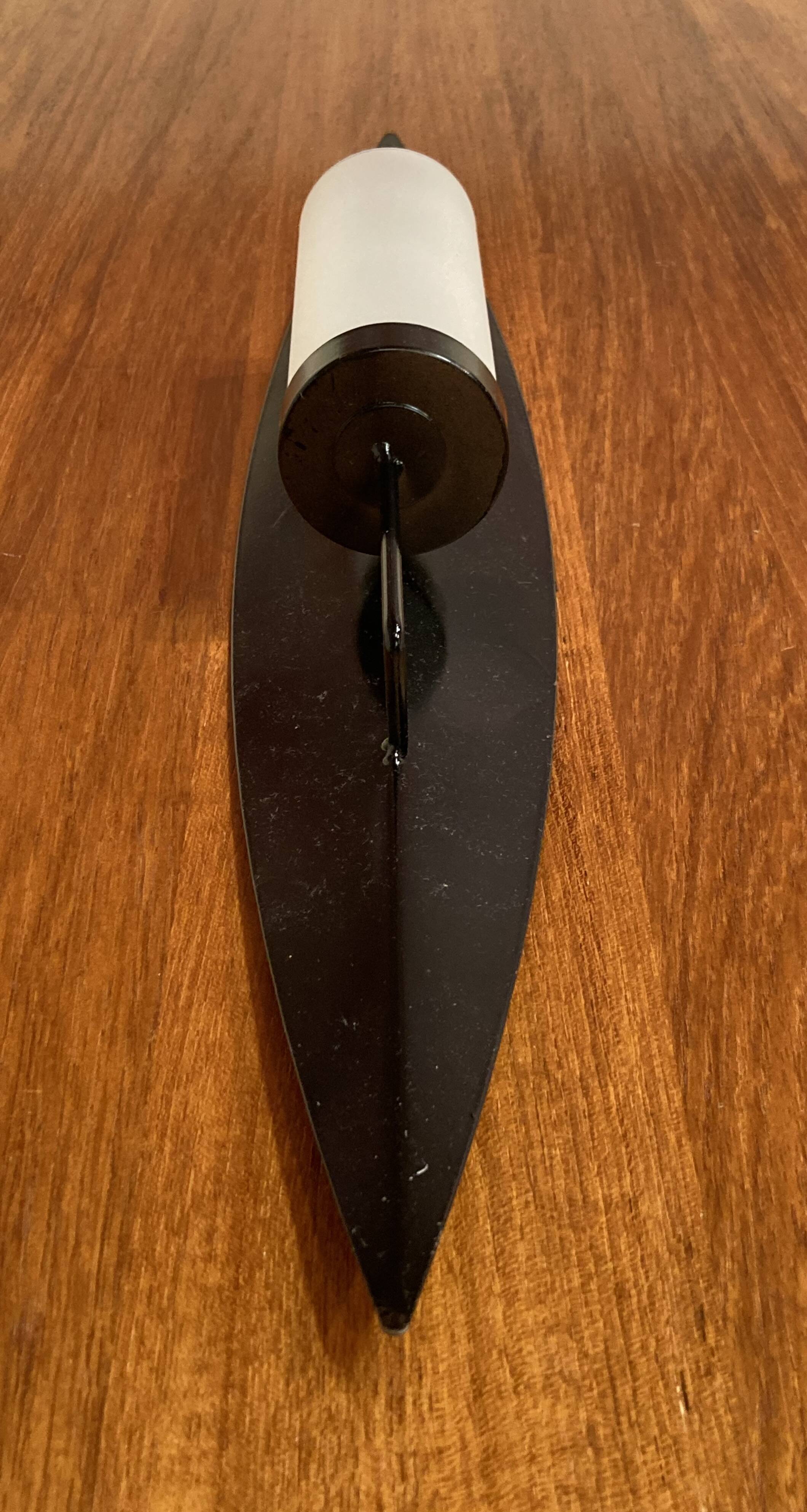 Pair of Scandinavian design candle holders in glass and metal.