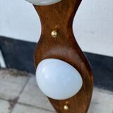 Vintage italian double lamp on a organic oak wood base