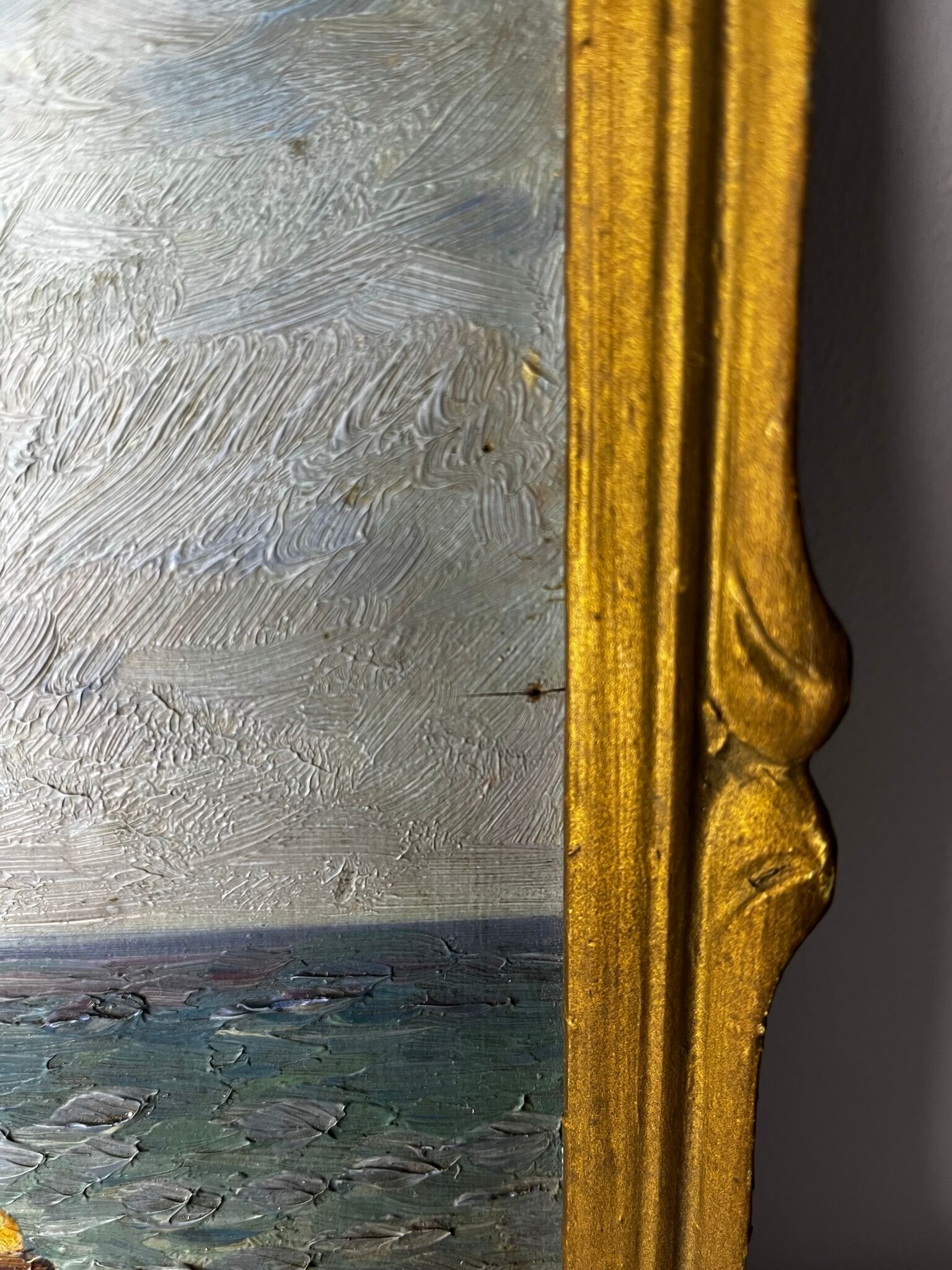 Oil painting on wooden panel, beautiful southern landscape