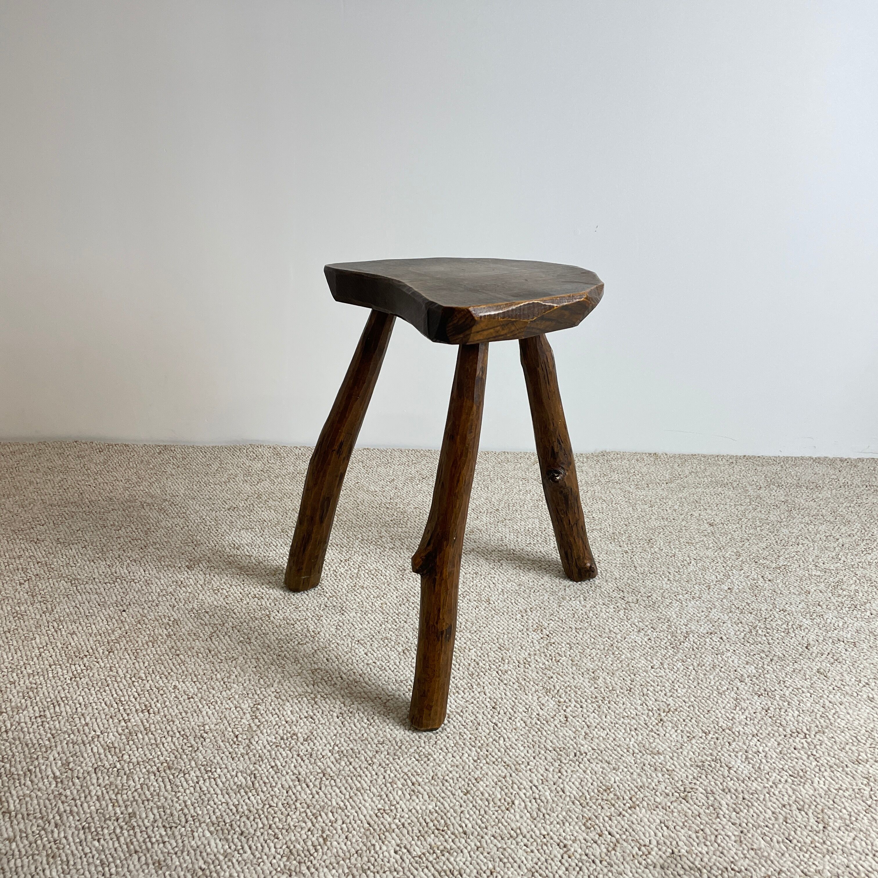 Pair of brutalist tripod stools